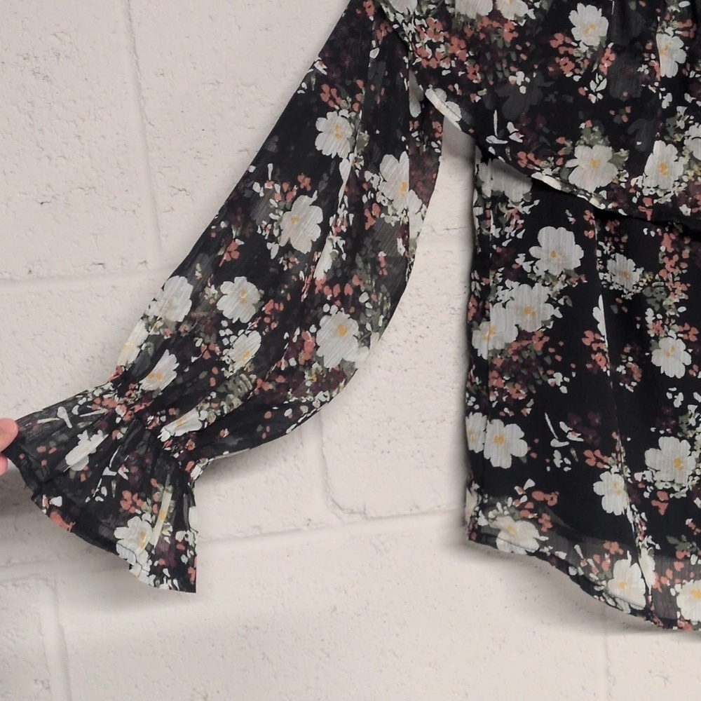 Abercrombie & Fitch Sheer Floral Off Shoulder Blouse S, Whimsigoth Date Night - Picture 6 of 7
